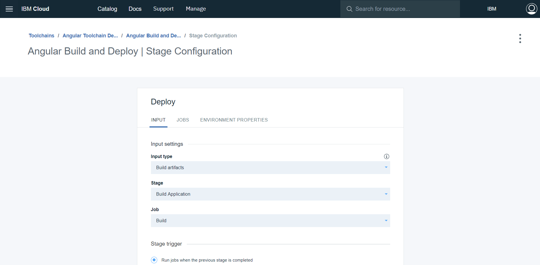 Deploy Stage Configuration